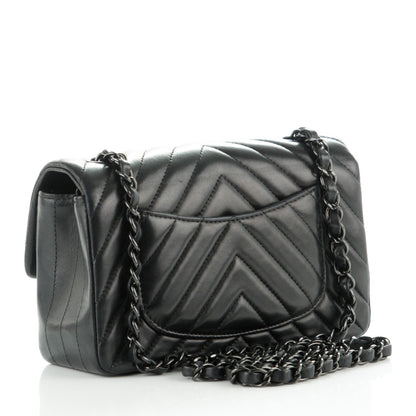 Chanel Lambskin Chevron Quilted Mini Rectangular Flap So Black 3 of 8