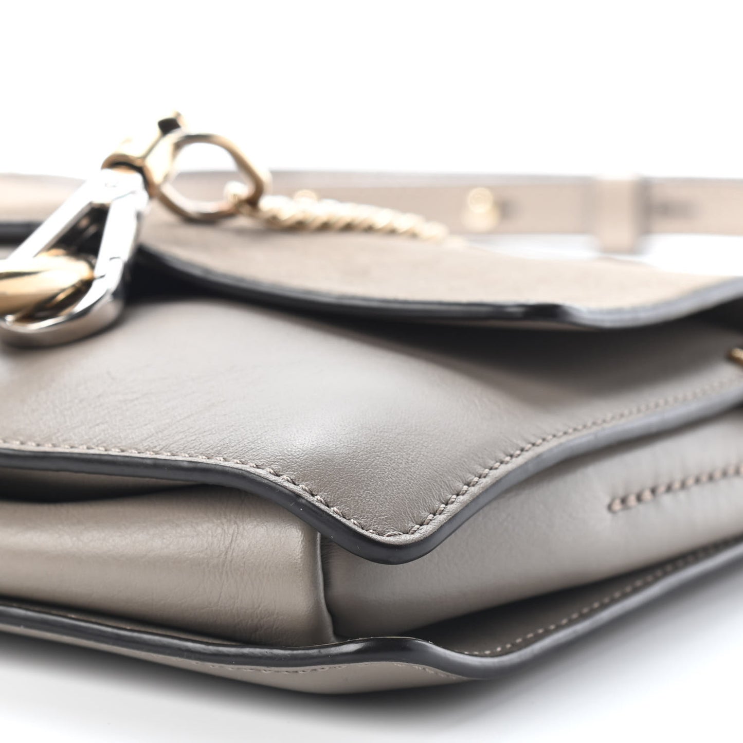 Suede Calfskin Small Faye Shoulder Bag Motty Grey