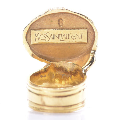 Saint Laurent Glass Cabochon Arty Ovale Ring 8 Gold Lapis 4 of 5