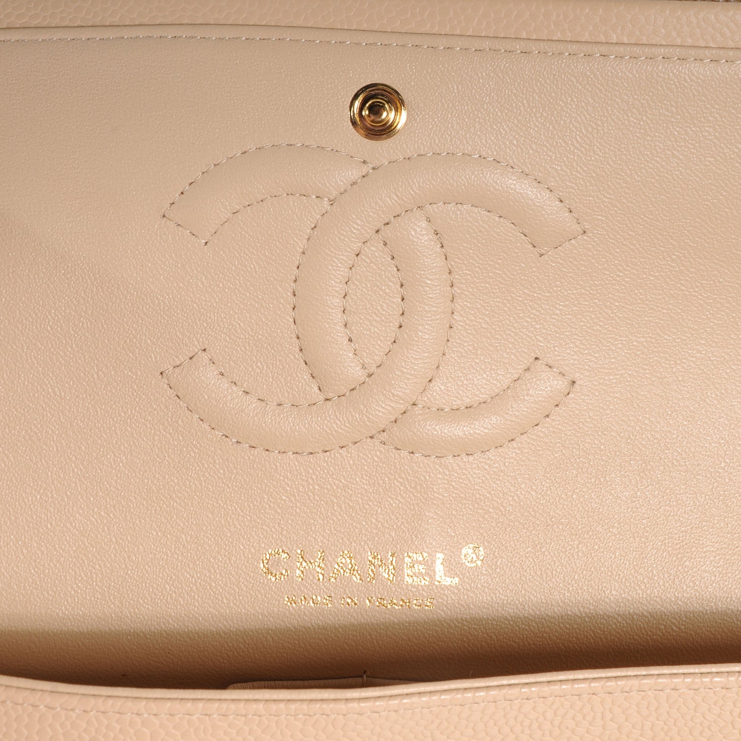 Chanel Caviar Quilted Medium Double Flap Beige 7 of 9