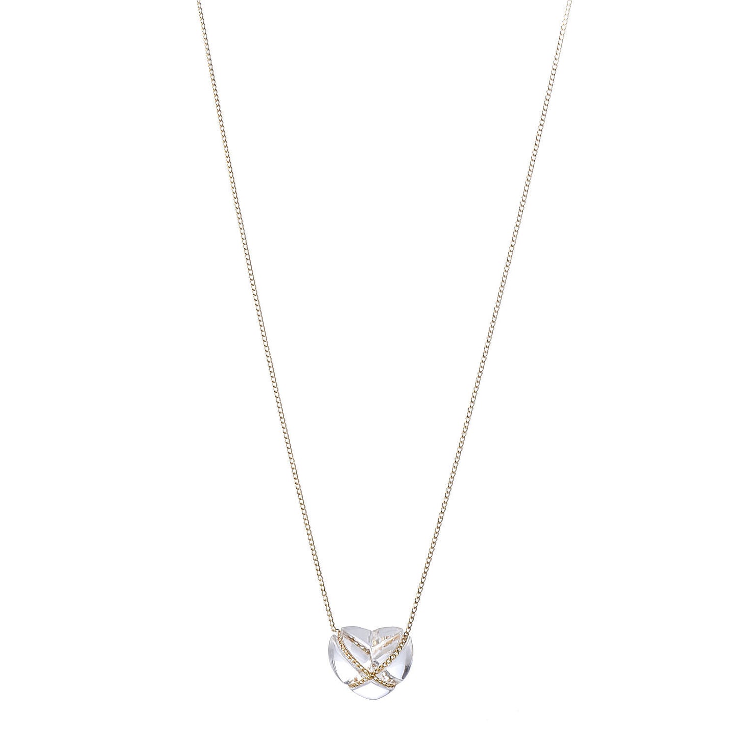 18K Yellow Gold Crystal Heart Pendant Necklace