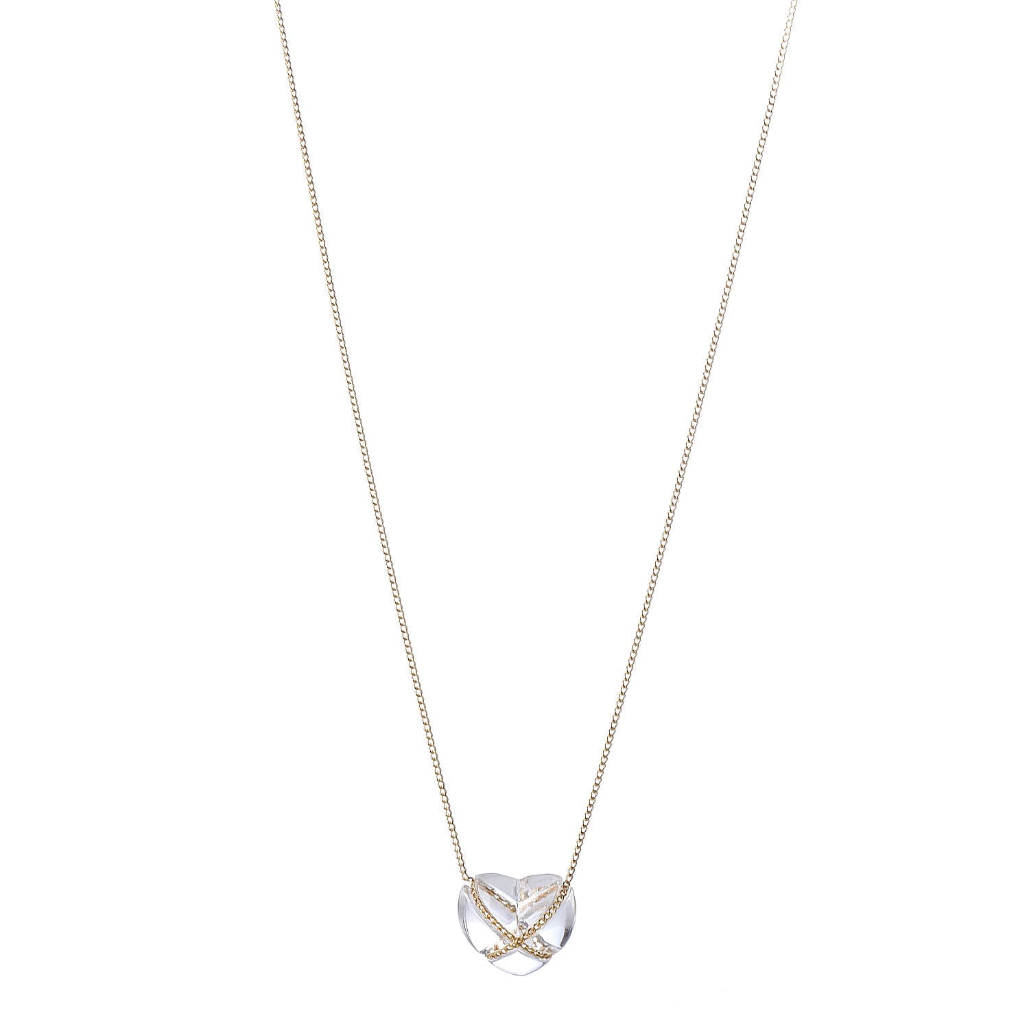 Tiffany 18K Yellow Gold Crystal Heart Pendant Necklace 1 of 7