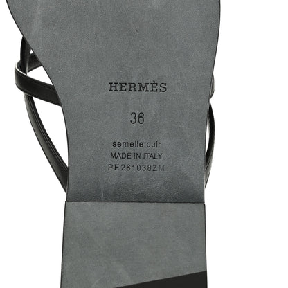Hermes Calfskin Miss Sandals 36 Black 7 of 9