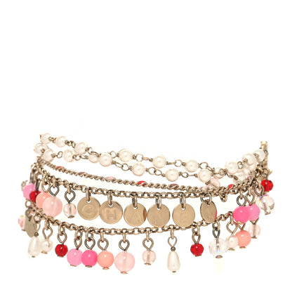 Chanel Pearl Bead CC Multi Strand Bracelet Gold Multicolor 1 of 5