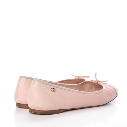 Chanel Lambskin Patent Cap Toe CC Ballerina Flats 40 Rose Clair 4 of 26