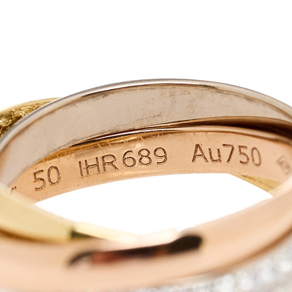 Cartier 18K White Yellow Pink Gold Diamond Small Trinity Paved Ring 50 5.25 5 of 7