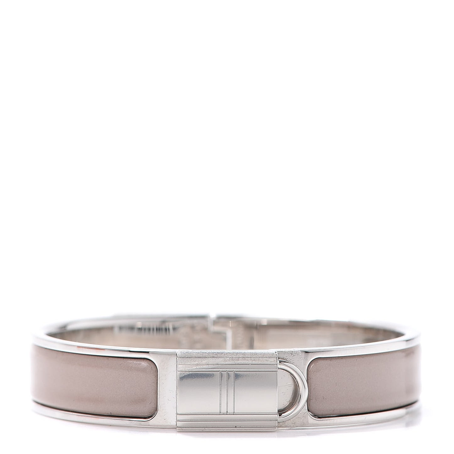 Enamel Narrow Clic Cadenas Bracelet PM Marron Glace