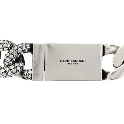 Saint Laurent Crystal Curb Chain Necklace Oxidized Silver 5 of 7
