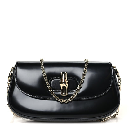 Gucci Shiny Calfskin Small Bamboo Night Bag Black 1 of 11