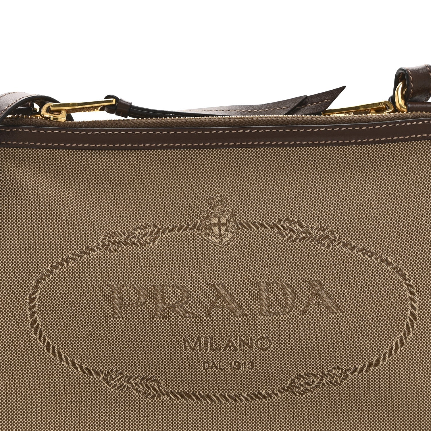Prada Jacquard Logo Flat Crossbody Bag Corda Bruciato 1861575