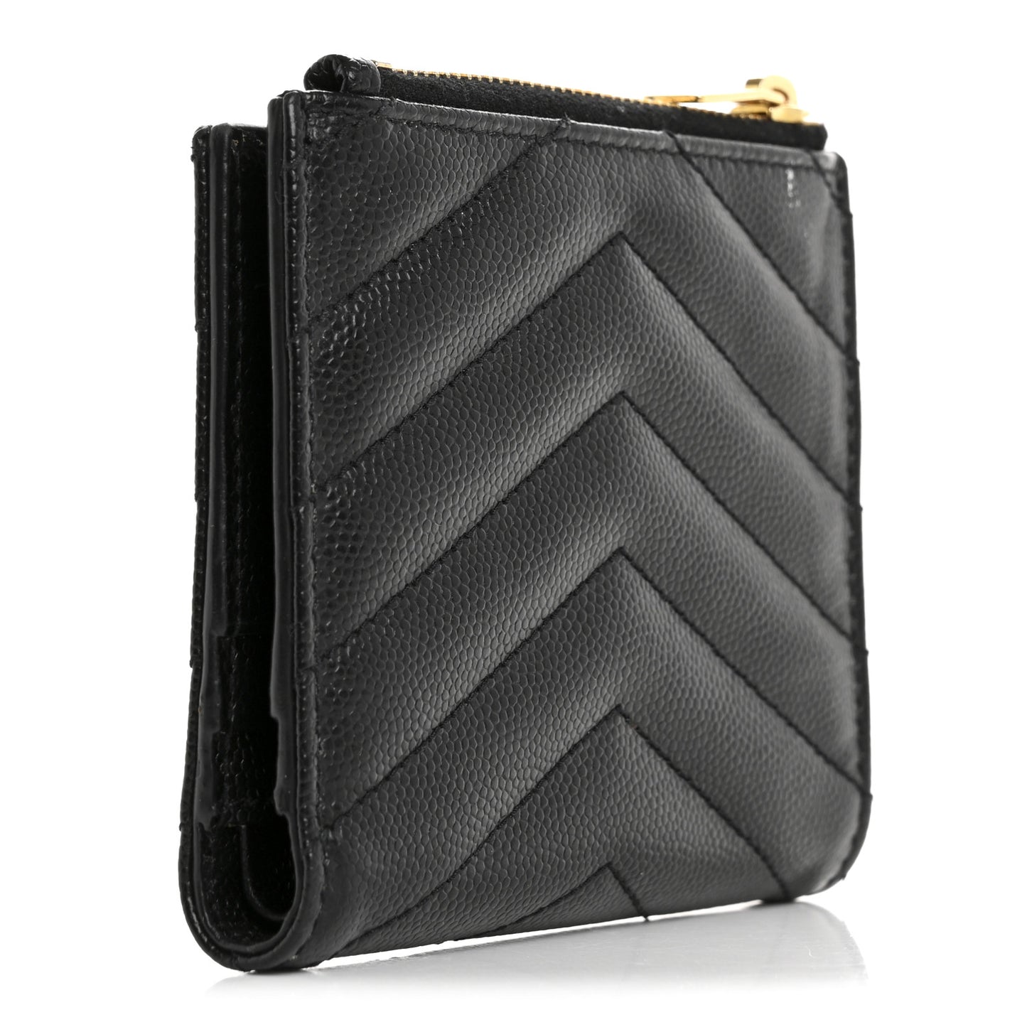 Grain De Poudre Matelasse Chevron Monogram Zipped Card Case Black