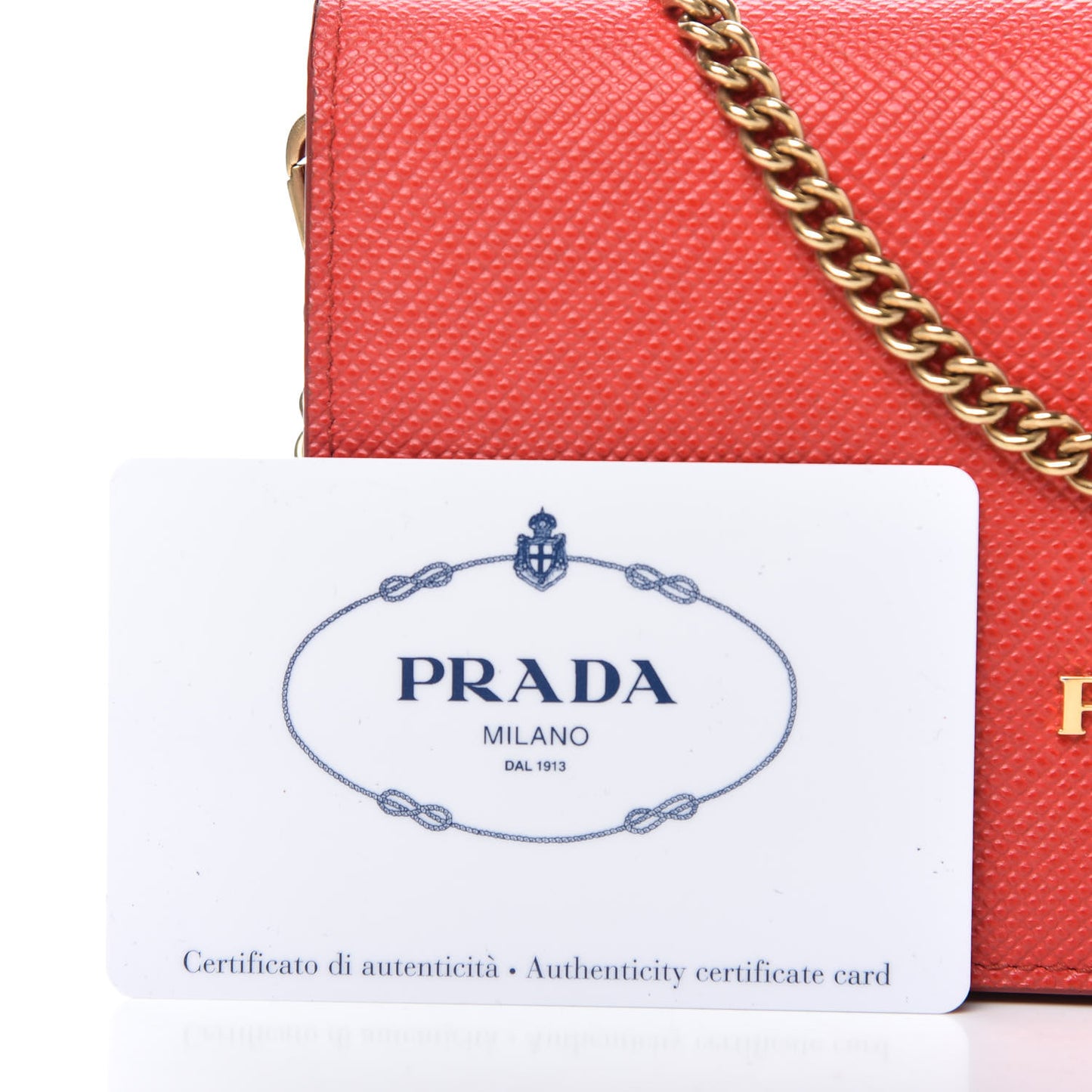 Saffiano Cuir Chain Wallet Lacca