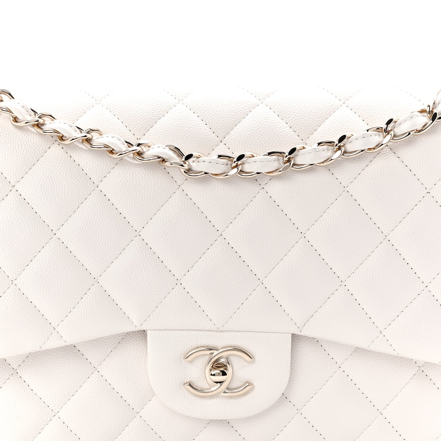 Chanel Caviar Quilted Jumbo Double Flap White 8 of 11