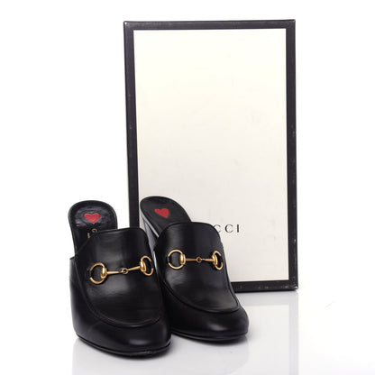 Gucci Malaga Kid Horsebit Princetown High Heel Mules 38 Black 11 of 11