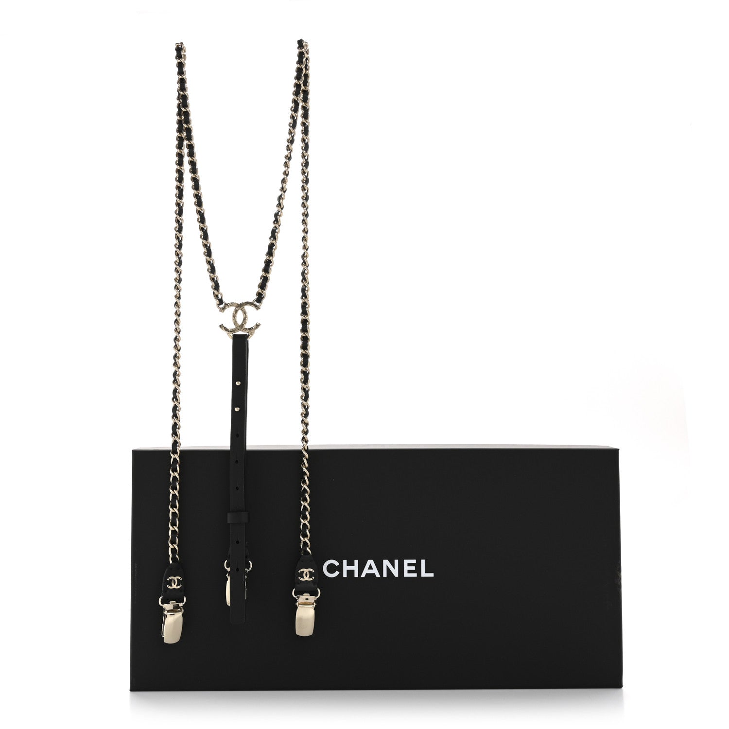 Chanel Calfskin CC Chain Suspenders M Black 4 of 4