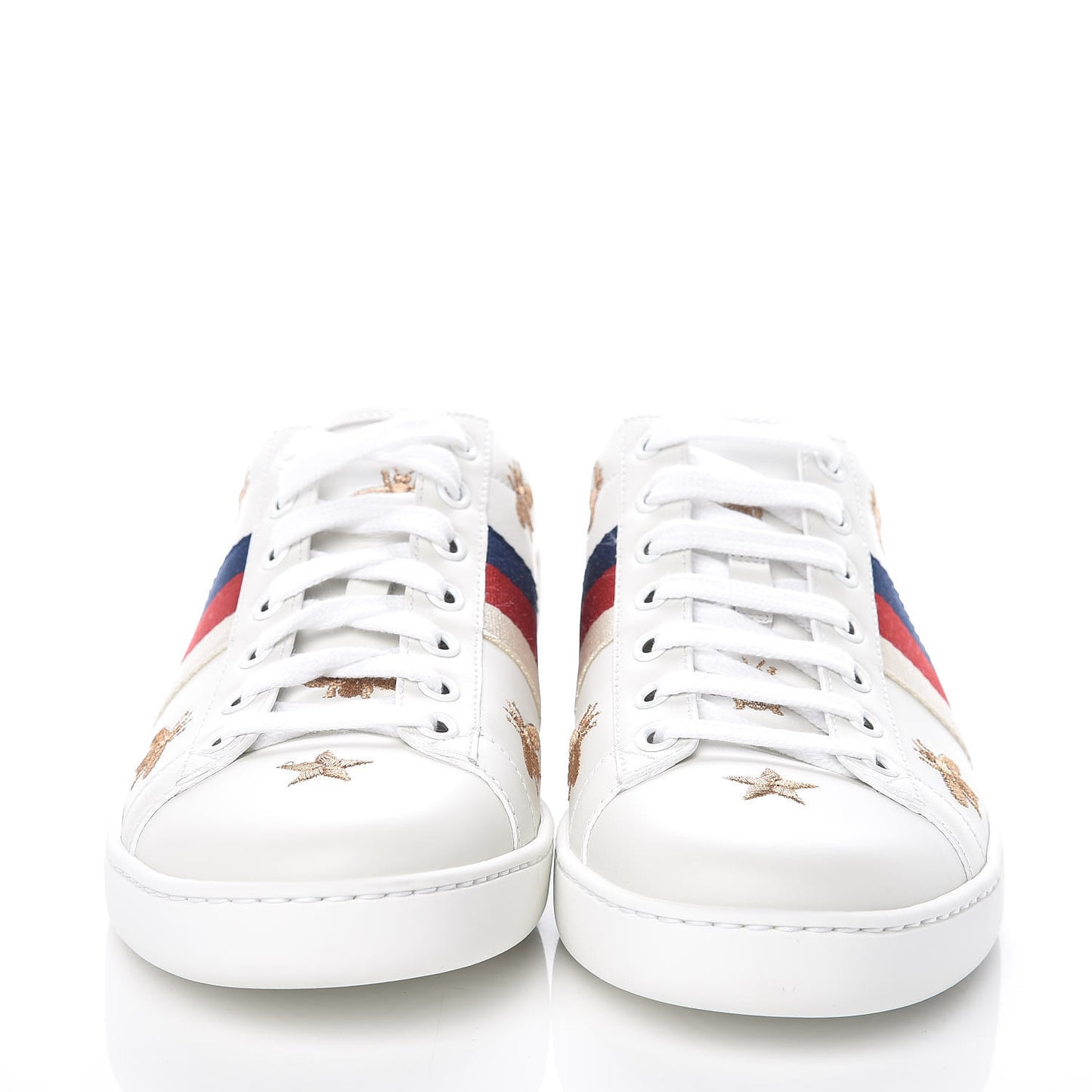 Calfskin Bee Star Embroidered Sylvie Web Ace Sneakers 38.5 White