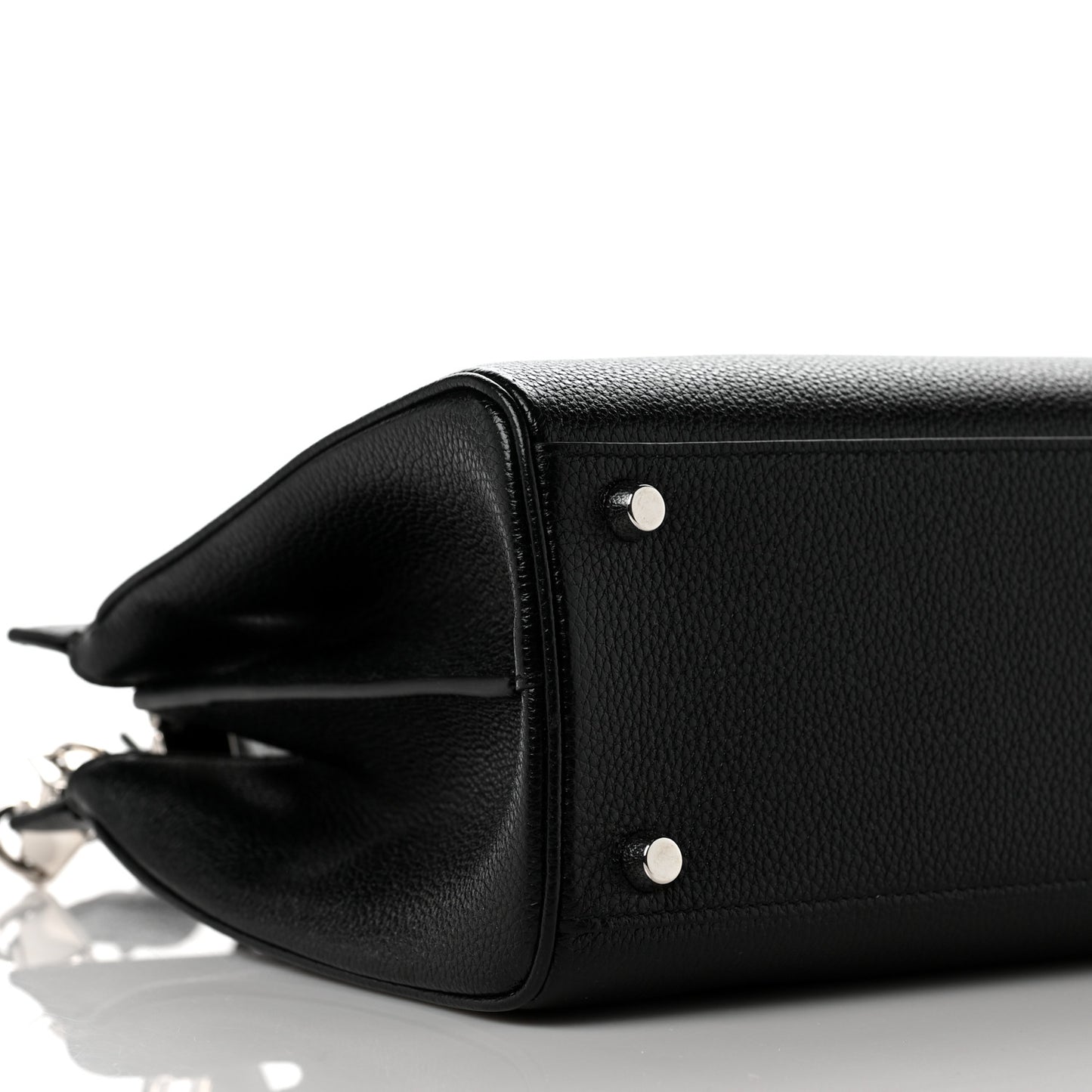 Grainy Calfskin Small Zumi Top Handle Bag Black