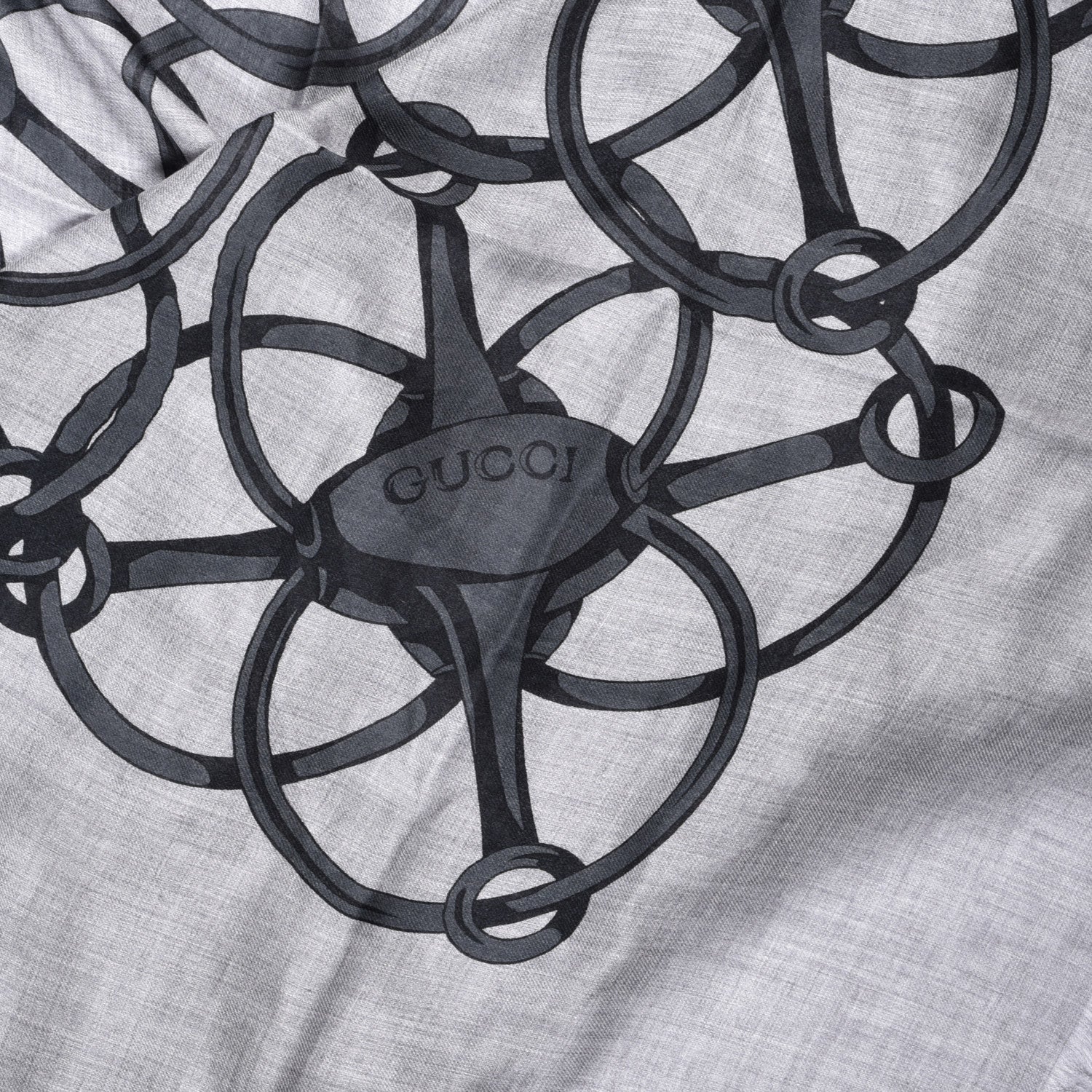 Gucci Modal Wool Hildash Square Shawl Zinc Medium Grey 4 of 4