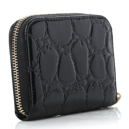 Miu Miu Patent Crocodile Embossed St Cocco Lux Compact Wallet Black 3 of 9
