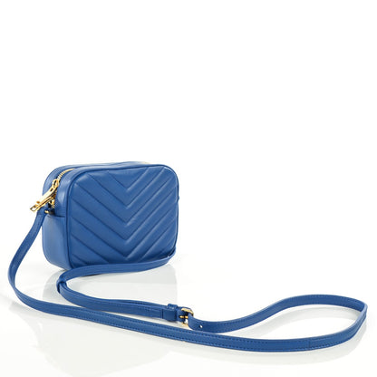 Saint Laurent Lambskin Chevron Small Classic Monogram Camera Bag Blue Majorelle 4 of 8