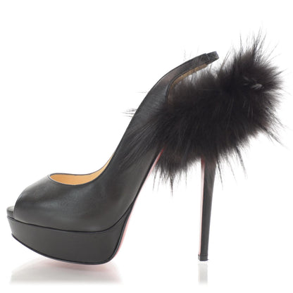 Christian Louboutin Calfskin Royal Fox Lady Fur 150 Pumps 40.5 Black 1 of 6