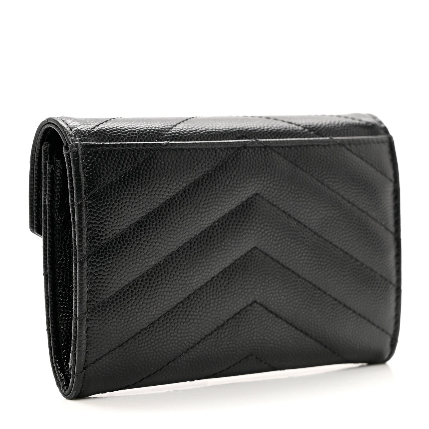 Grain De Poudre Matelasse Chevron Small Monogram Envelope Wallet Black