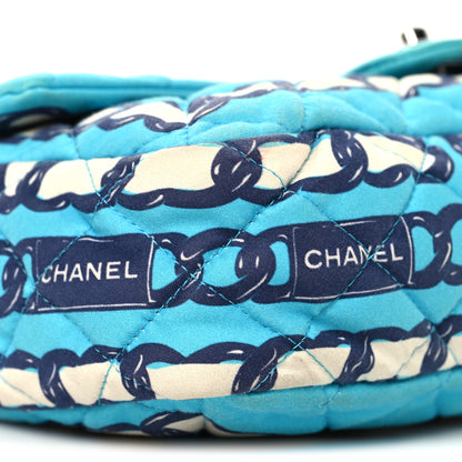 Chanel Silk Chain Printed Medium Single Flap Blue 9 of 11