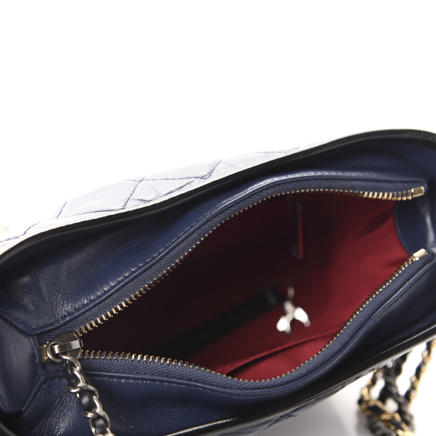Aged Calfskin Quilted Small Gabrielle Hobo Navy Black