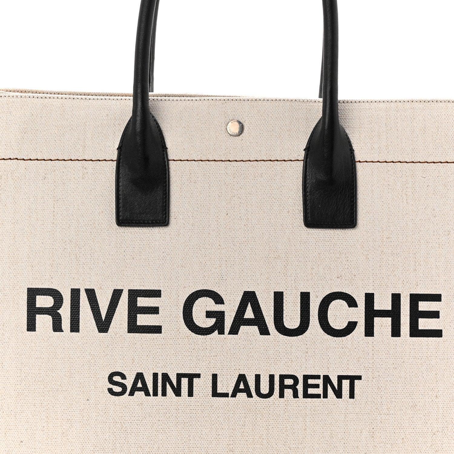 Saint Laurent Linen Calfskin Rive Gauche Tote Greggio Natural 8 of 10