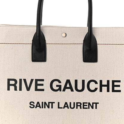 Saint Laurent Linen Calfskin Rive Gauche Tote Greggio Natural 8 of 10