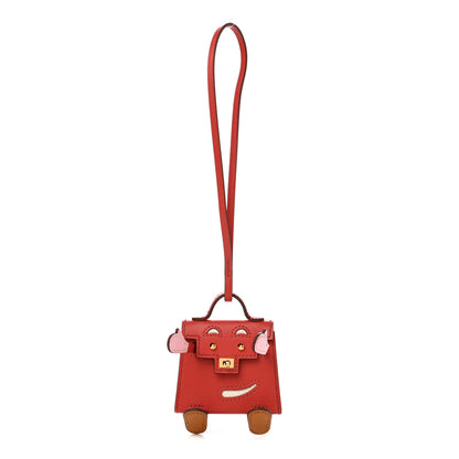 Hermes Tadelakt Chevre Mysore Kelly Quelle Idole Bag Charm Rose Sakura Sanguine Nata Sesame 1 of 7