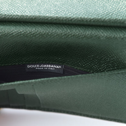 Dolce & Gabbana Lizard Calfskin Embossed Crystal Wallet On Chain Green 7 of 11