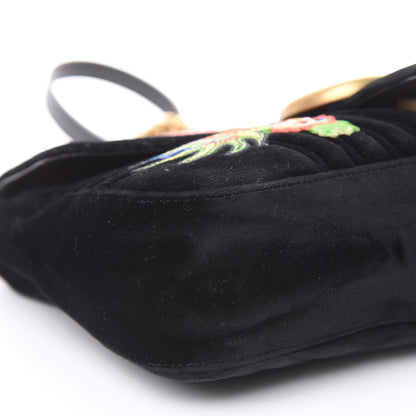 Gucci Velvet Matelasse Dragon Embroidered Medium GG Marmont Shoulder Bag Black 9 of 13