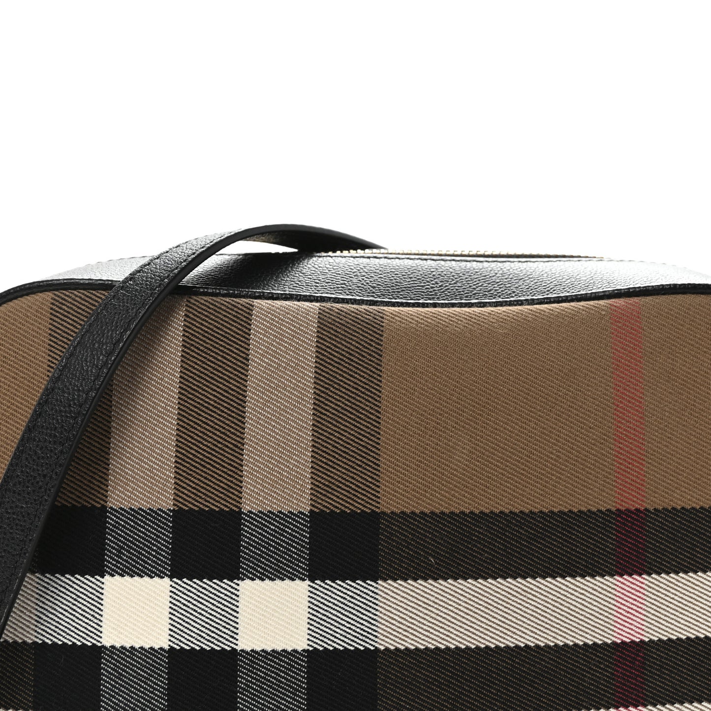 Giant Check Calfskin Large Camera Bag Black
