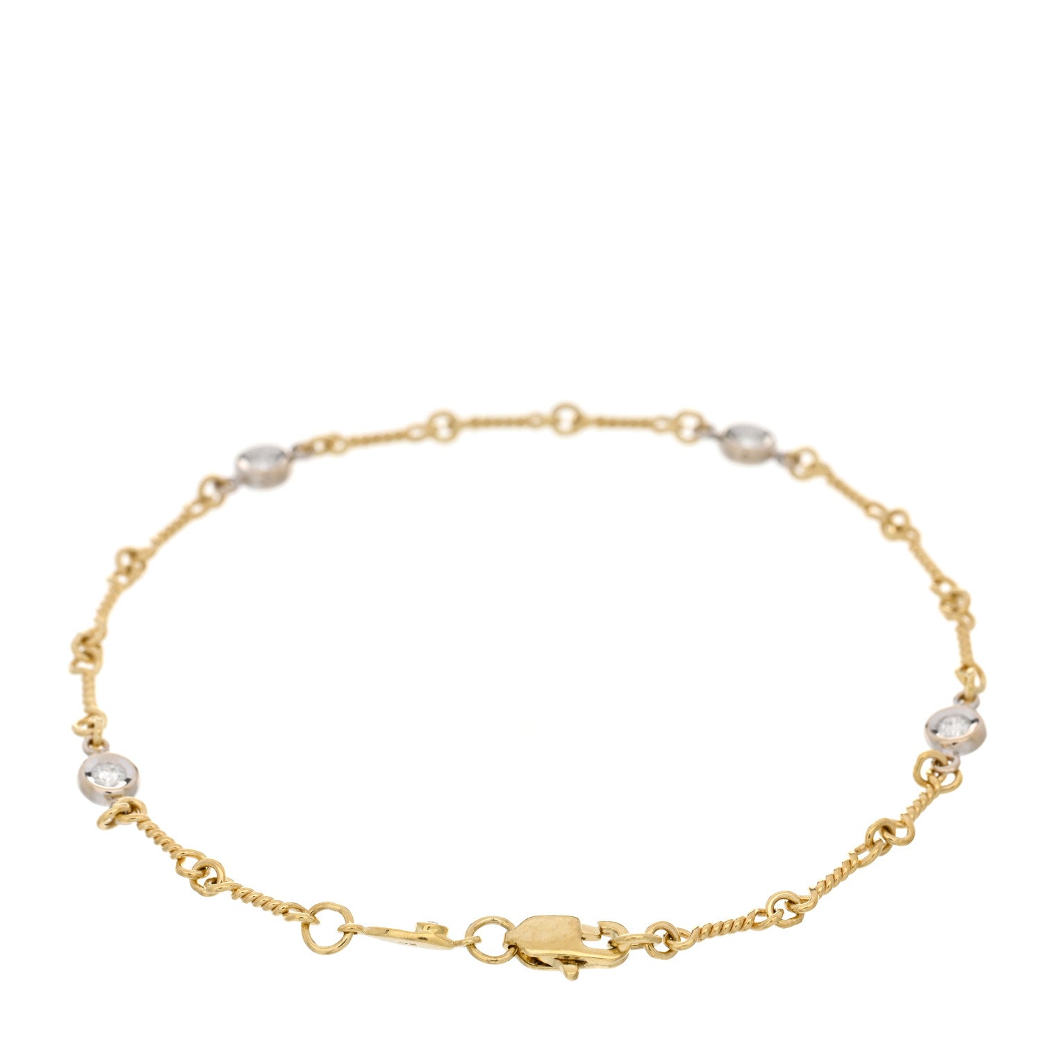 Roberto Coin 18K Yellow White Gold Diamond DogBone Chain Station Bracelet 2 of 3