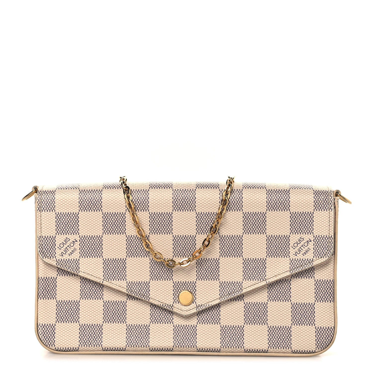 Louis Vuitton Damier Azur Pochette Felicie Chain Wallet Rose Ballerine 1 of 11