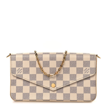 Louis Vuitton Damier Azur Pochette Felicie Chain Wallet Rose Ballerine 1 of 11