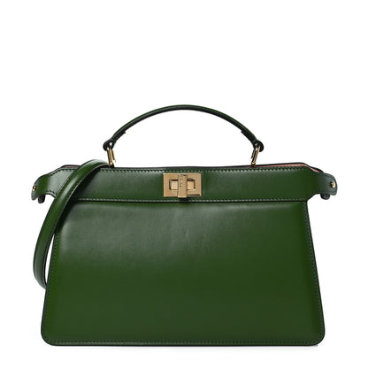 Fendi Vitello King Luxor Shiny Nappa Medium Peekaboo I SEE U East West Satchel Verde Light Rose 1 of 7