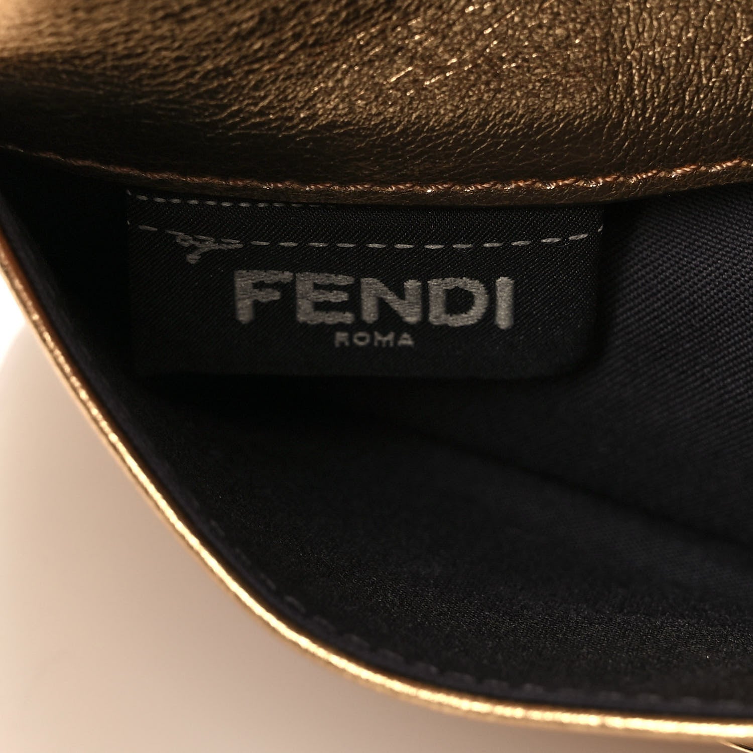 Fendi Vitello Catalan Mirror Flowerland Tube Wallet On Chain Gold 9 of 11