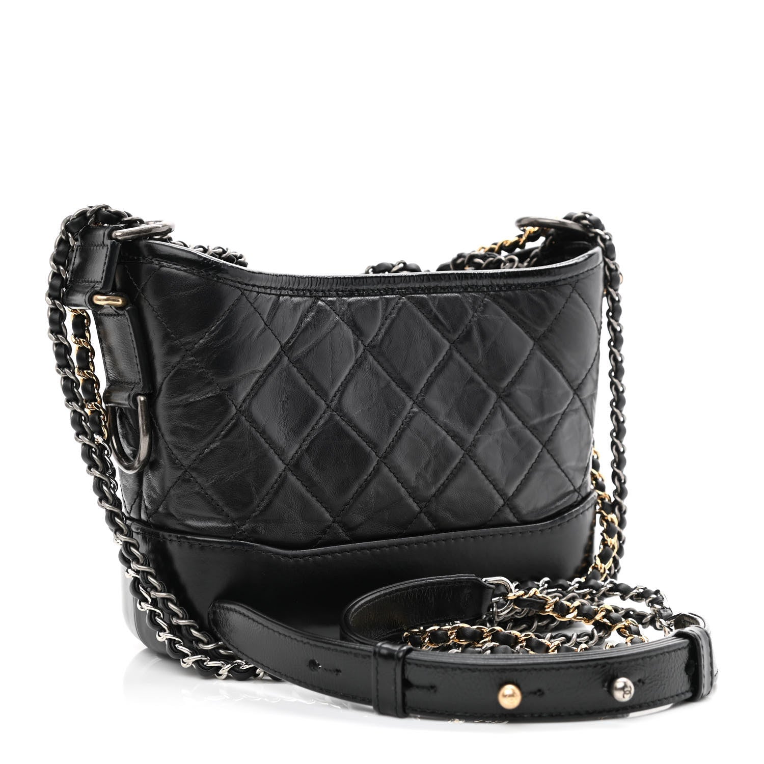 Chanel Aged Calfskin Quilted Small Gabrielle Hobo Black 2 of 9