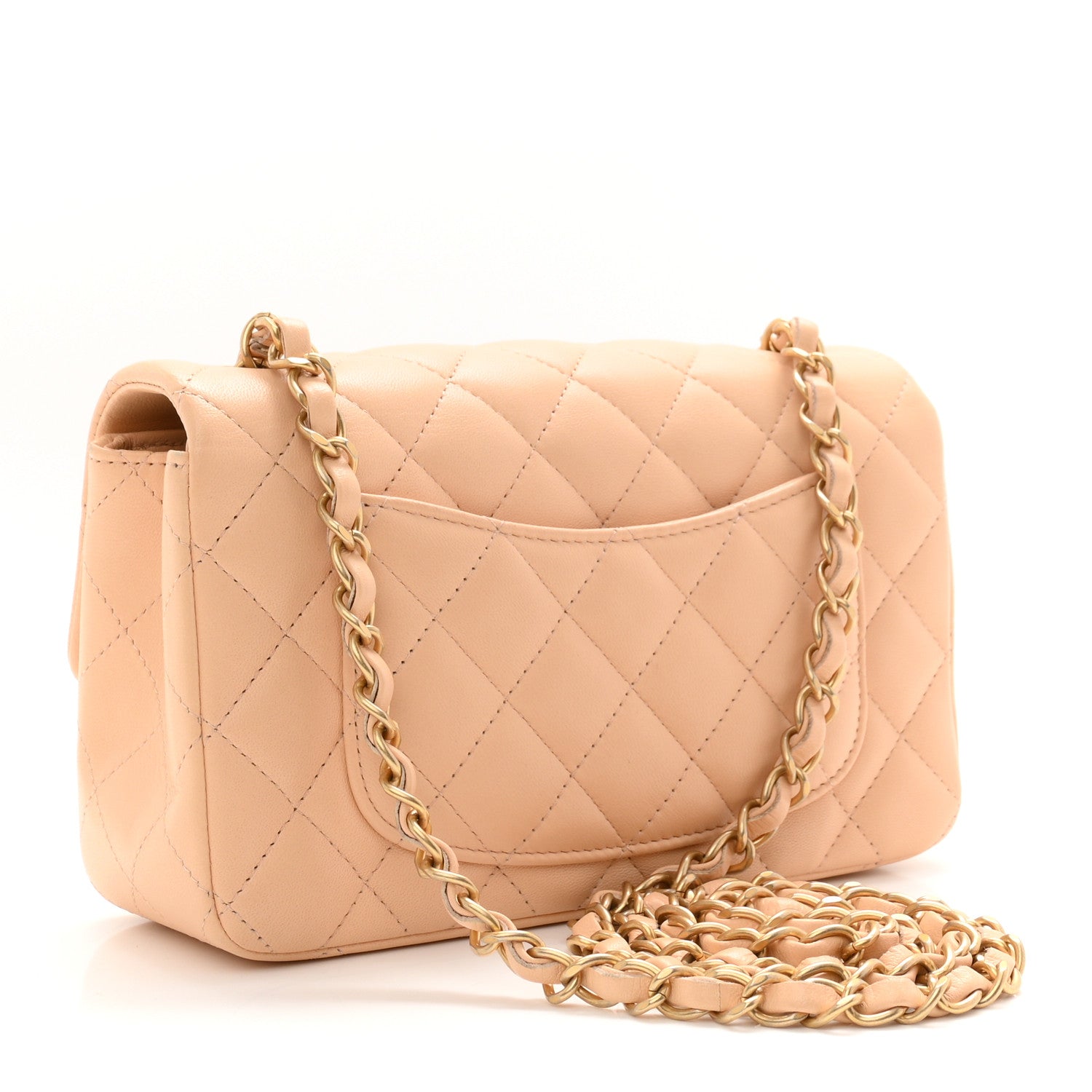 Chanel Lambskin Quilted Mini Rectangular Flap Beige 3 of 10
