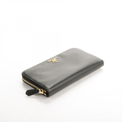 Prada Saffiano Metal Zip Around Wallet Nero Black 4 of 8