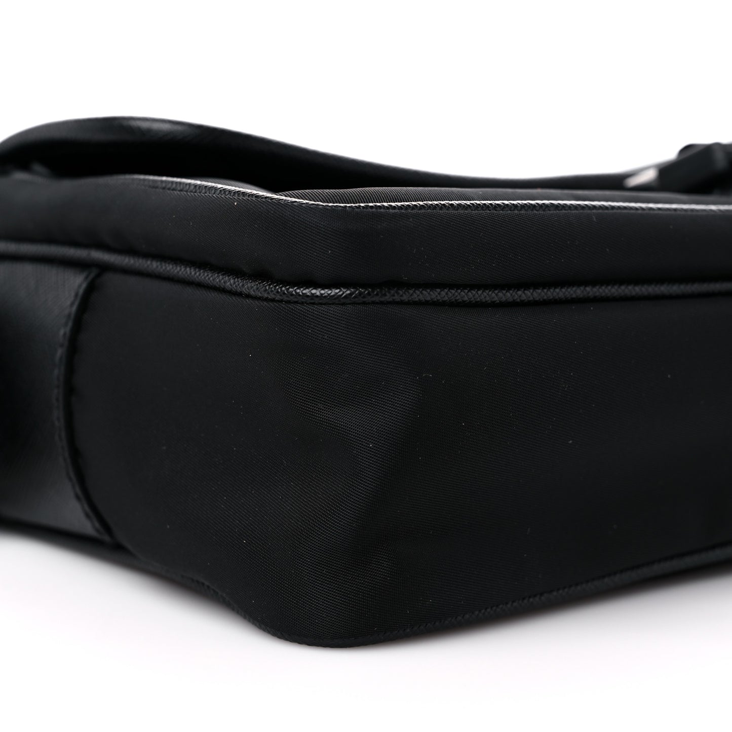 Tessuto Nylon Saffiano Single Snap Buckle Messenger Flap Bag Black