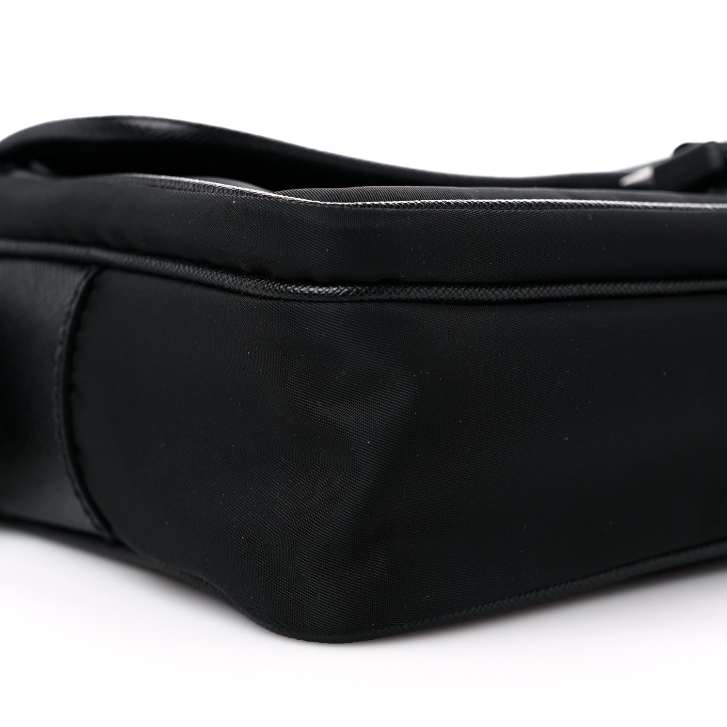 Prada Tessuto Nylon Saffiano Single Snap Buckle Messenger Flap Bag Black 7 of 8