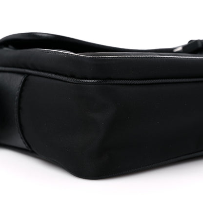 Prada Tessuto Nylon Saffiano Single Snap Buckle Messenger Flap Bag Black 7 of 8