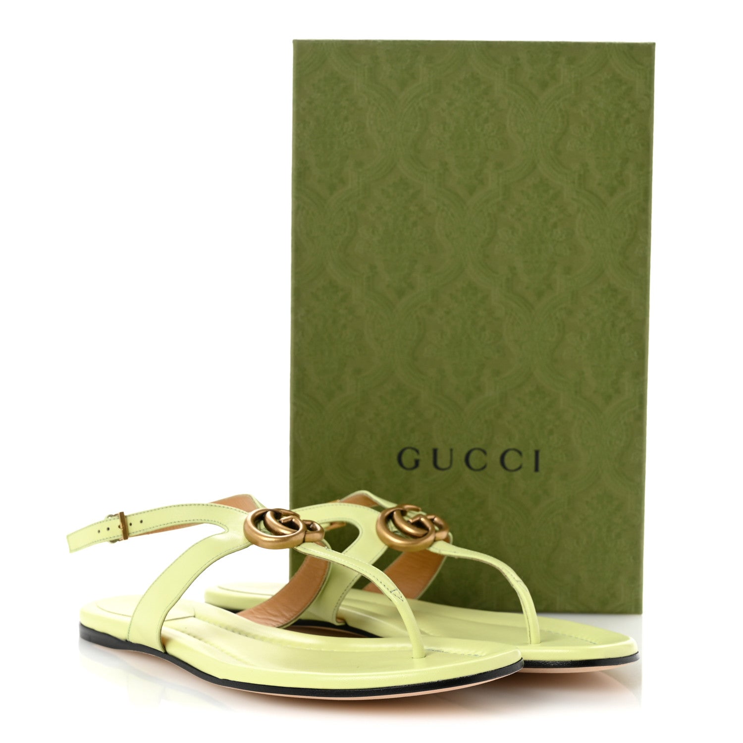 Gucci Calfskin Double G Thong Flat Sandals 40 Pistachio Green 9 of 9