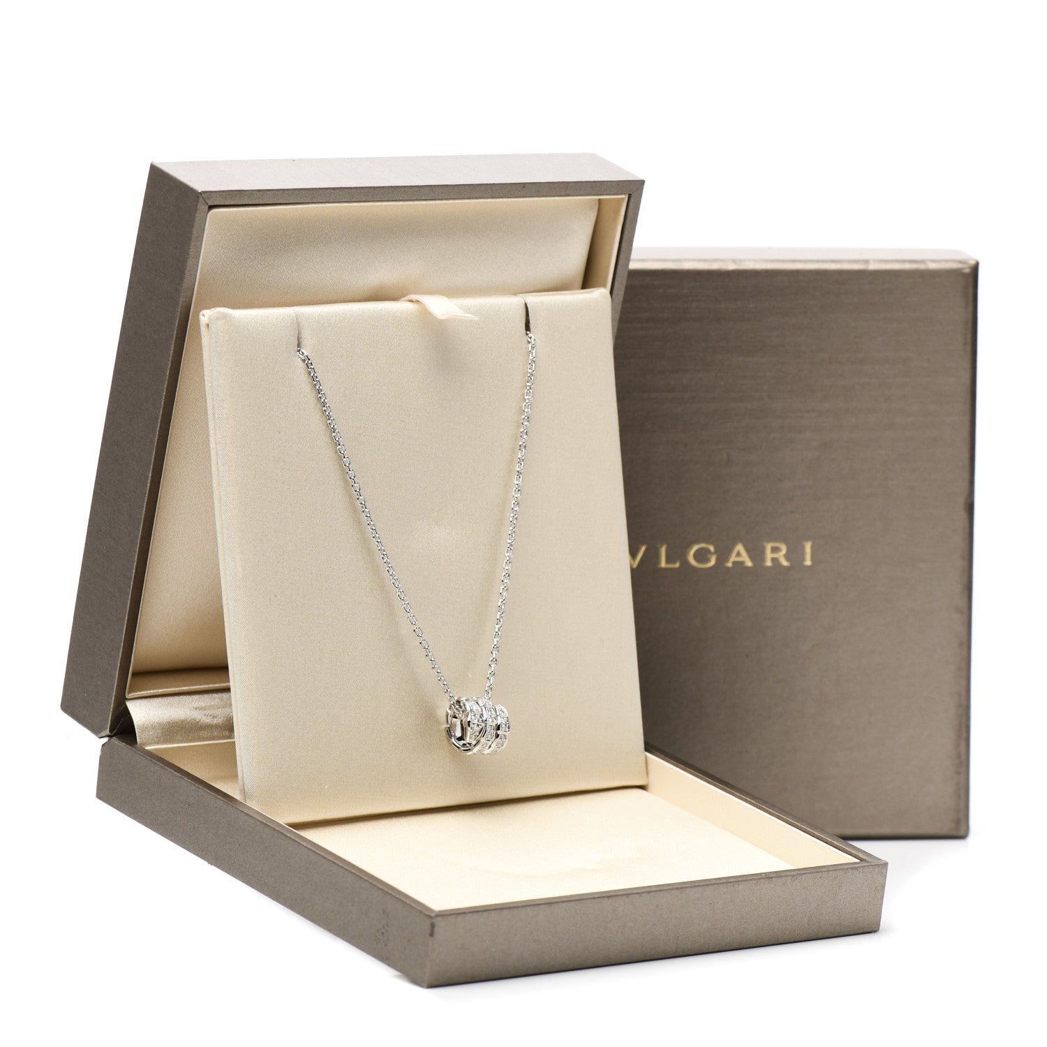 Bulgari 18K White Gold Diamond Serpenti Viper Pave Pendant Necklace 7 of 7