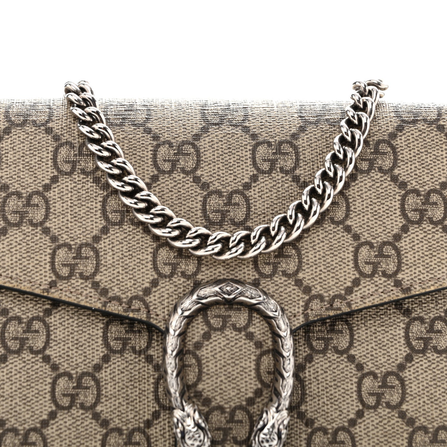 Gucci GG Supreme Monogram Mini Dionysus Chain Wallet Beige Black 8 of 13