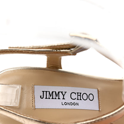 Jimmy Choo Metallic Nappa Cork Perla 120 Wedge Sandals 35 Champagne 8 of 9