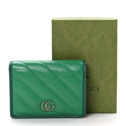 Gucci Azalea Calfskin Enamel Matelasse Diagonal Torchon GG Marmont Card Case New Shamrock Emerald 10 of 10